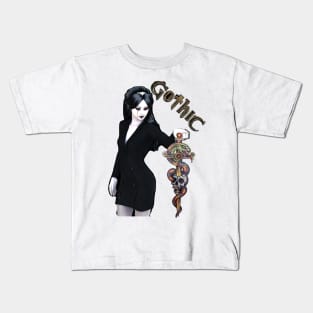 Gothic Girl Stick Kids T-Shirt
